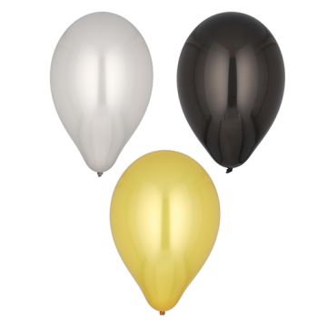 Ballonger Ø 25 cm svart/guld/silver