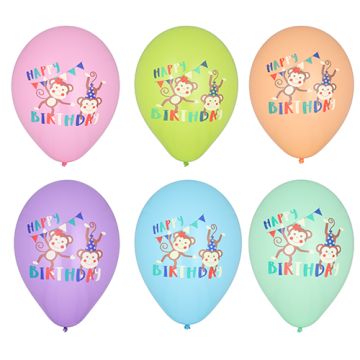 Ballonger Ø 29 cm sorterade färger "Monkey Birthday"