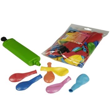 Ballong med pump Ø 22 cm sorterade färger
