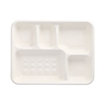 Tallrik, sockerrör "pure" 5-delad 3,7 cm x 22 cm x 28,2 cm vit