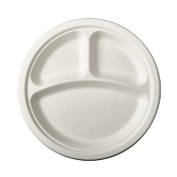 Tallrikar av sockerrör "pure" 3-delad Ø 23 cm · 2 cm vit