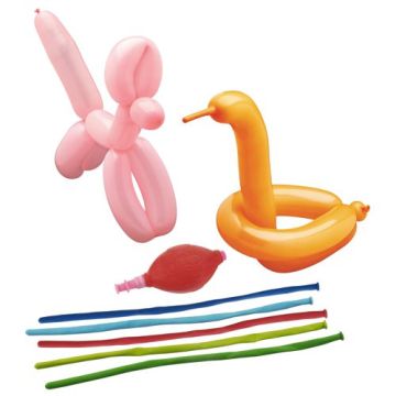 Formbara ballonger 120 cm sorterade färger med pump