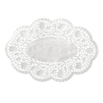 Spetspapper oval 18 cm x 13 cm vit