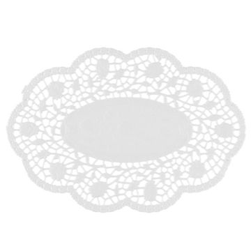Spetspapper oval 22 cm x 15 cm vit