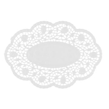 Spetspapper oval 24 cm x 16,5 cm vit