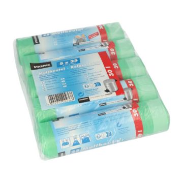 Soppåse förslutningsbar, HDPE 30 l 62 cm x 55 cm grön