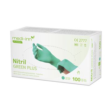 "Medi-Inn Classic" Handskar, Nitril opudrade "Green Plus" grön Storlek L