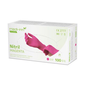 "Medi-Inn Classic" Handskar, Nitril opudrade magenta "Nitril Magenta" Storlek XL