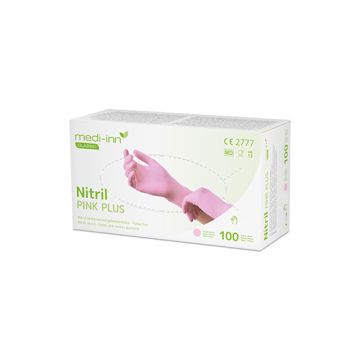 "Medi-Inn Classic" Handskar, Nitril opudrade rosa "Nitril Pink Plus" Storlek L