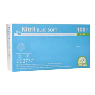 "Medi-Inn®" Handskar, Nitril opudrade "Blue Soft" blå Storlek L