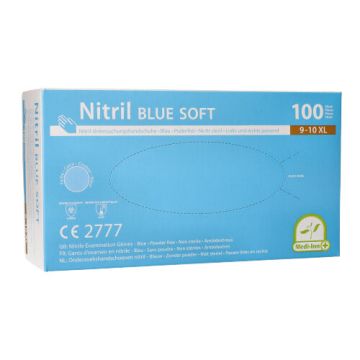 "Medi-Inn®" Handskar, Nitril opudrade "Blue Soft" blå Storlek XL