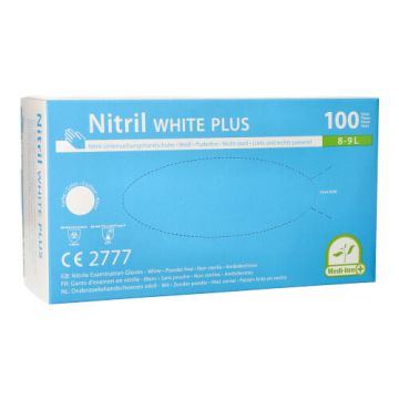 "Medi-Inn®" Handskar, Nitril opudrade "White Plus" vit Storlek L