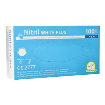 "Medi-Inn®" Handskar, Nitril opudrade "White Plus" vit Storlek M