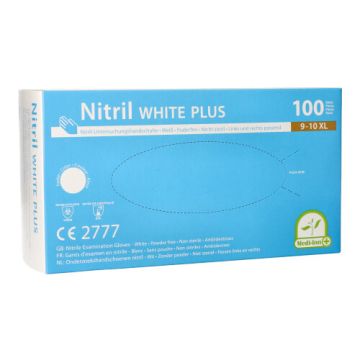 "Medi-Inn®" Handskar, Nitril opudrade "White Plus" vit Storlek XL