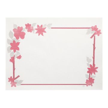 Bordstablett, papper 30 cm x 40 cm vit "Blomsterranka"