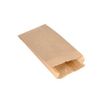 Papperspåse med avrivning kraftpapper 21 cm x 10 cm x 5 cm brun innehåll 0,5 kg