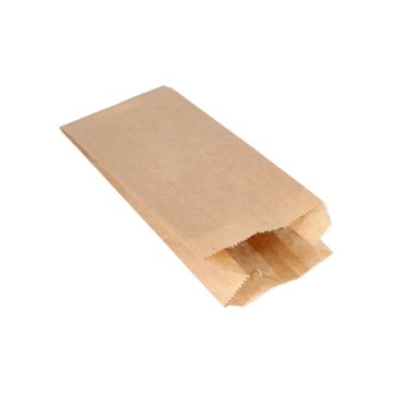 Papperspåse med avrivning kraftpapper 24 cm x 11 cm x 6 cm brun innehåll 1 kg