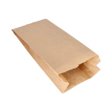 Papperspåse med avrivning kraftpapper 28 cm x 13 cm x 7 cm brun innehåll 1,5 kg