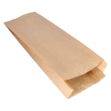Papperspåse med avrivning kraftpapper 42 x 15 cm x 7 cm brun fyllning, innehåll 3 kg