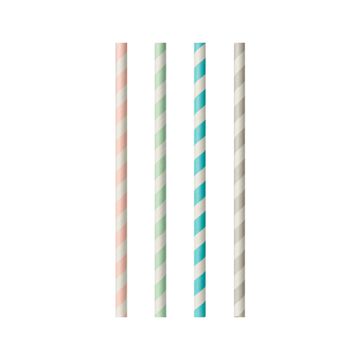 Sugrör av papper Ø 6 mm · 20 cm "Stripes" sorterat