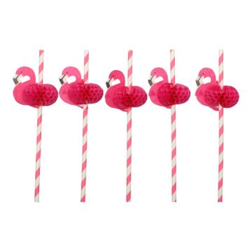 Sugrör av papper Ø 6 mm · 20 cm pink "Flamingo"