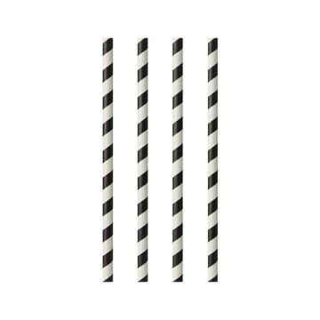 Sugrör av papper Ø 6 mm · 20 cm svart/vit "Stripes"