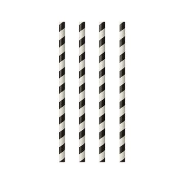 Sugrör av papper Ø 6 mm · 20 cm svart/vit "Stripes"