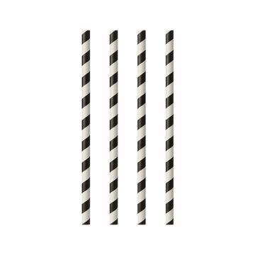 Sugrör av papper "pure" Ø 6 mm · 24 cm svart/vit "Stripes"