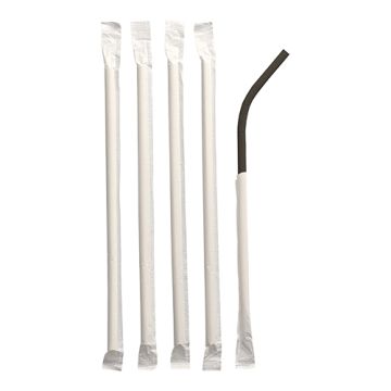 Sugrör, böjbara, av papper Ø 6 mm · 20 cm svart singelförpackad