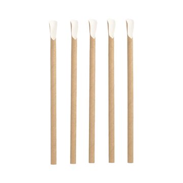 Sugrör med sked, papper Ø 8 mm · 20 cm brun