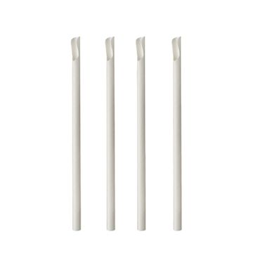 Sugrör med sked, papper "pure" Ø 8 mm · 20 cm vit