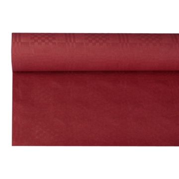 Pappersduk med damastprägling 8 m x 1,2 m vinröd