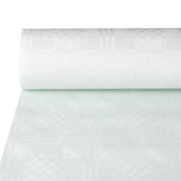 Pappersduk med damastprägling 25 m x 1 m vit