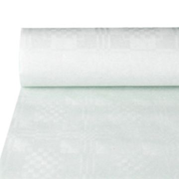 Pappersduk med damastprägling 50 m x 1 m vit