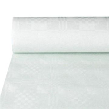 Pappersduk med damastprägling 50 m x 1 m vit
