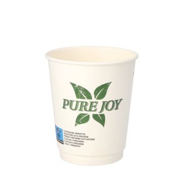 Bägare, papper 0,2 l Ø 8 cm · 9 cm vit "Pure Joy" dubbelväggad