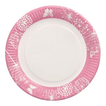 Tallrik, papper rund Ø 23 cm fuchsia "Meadow"