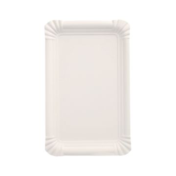 Tallrik, papper kantig 13 cm x 20 cm vit