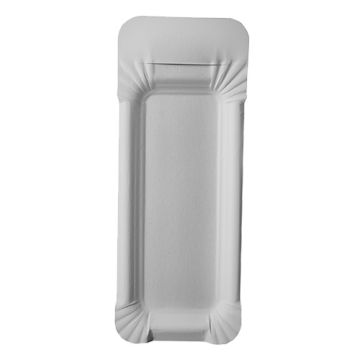 Tallrik, papper "pure" kantig 8 cm x 21 cm vit med handtag