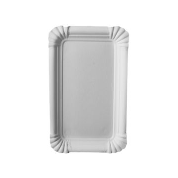 Tallrik, papper "pure" kantig 10 cm x 16 cm vit