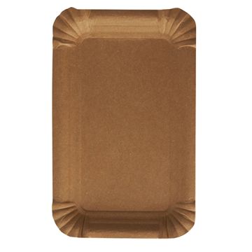 Tallrik, papper "pure" kantig 10 cm x 16 cm brun