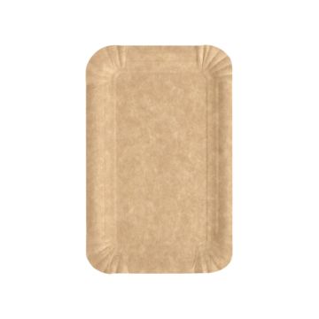 Tallrik, papper "pure" kantig 10 cm x 16 cm brun