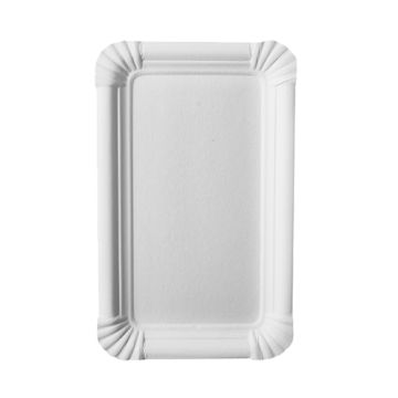 Tallrik, papper "pure" kantig 11 cm x 17,5 cm vit