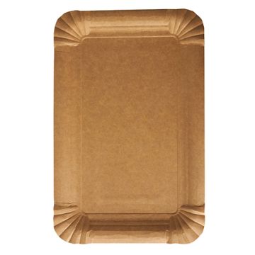 Tallrik, papper "pure" kantig 13 cm x 20 cm brun