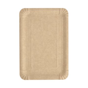Tallrik, papper "pure" kantig 16,5 cm x 23 cm brun