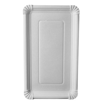 Tallrik, papper "pure" kantig 18 cm x 33 cm vit