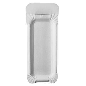 Tallrik, papper "pure" kantig 8 cm x 21 cm vit med handtag