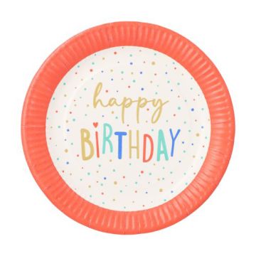 Tallrik, papper rund Ø 23 cm "Happy Birthday"