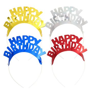 Diadem sorterade färger "Happy Birthday"