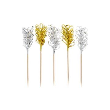 Partypinnar 10,5 cm "Frills" guld/silver